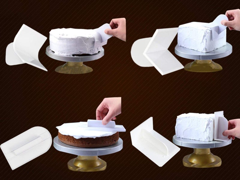SUNKOOL 4pcs Fondant Icing Smoother Polisher for Cake Decoration Sugarcraft Scraper Paddle Tool - Image 3